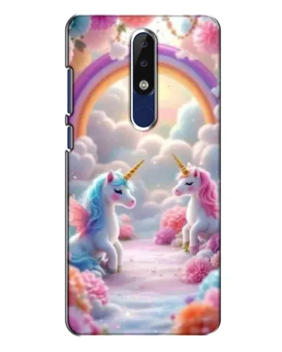 Чехол для Nokia 5.1 Plus (X5) с картинкой «Радуга и единороги»