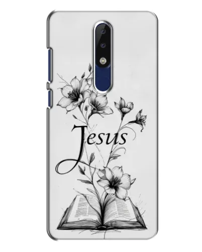 Чехол для Nokia 5.1 Plus (X5) с картинкой «Цветы и Библия»