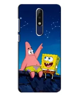 Чехол для Nokia 5.1 Plus (X5) с картинкой «Губка Боб и Патрик ночью»