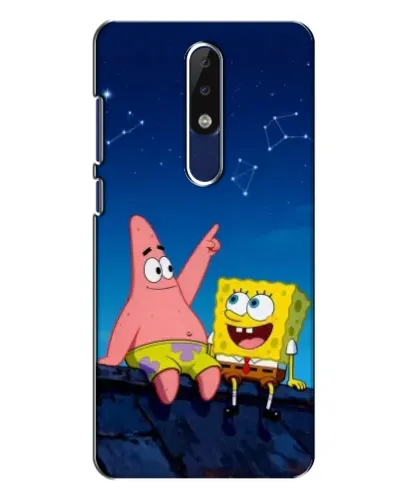 Чехол для Nokia 5.1 Plus (X5) с картинкой «Губка Боб и Патрик ночью»