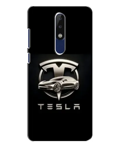 Чохол для Nokia 5.1 Plus (X5) з картинкою «Tesla — срібне авто»