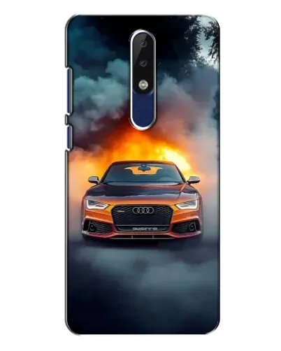 Чехол для Nokia 5.1 Plus (X5) с картинкой «Audi в огненном дыму»