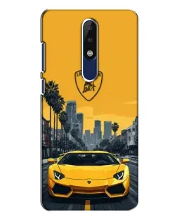 Чохол для Nokia 5.1 Plus (X5) з картинкою «Жовтий Lamborghini місто»