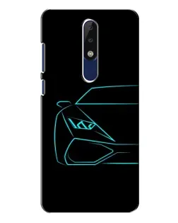 Чохол для Nokia 5.1 Plus (X5) з картинкою «Блакитний силует Lamborghini»