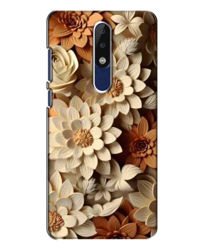Чехол для Nokia 5.1 Plus (X5) с картинкой «Бежевый флористический декор»