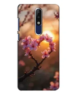 Чехол для Nokia 5.1 Plus (X5) с картинкой «Розовый цвет сердце на фоне заката»