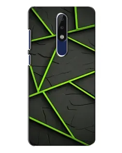 Чехол для Nokia 5.1 Plus (X5) с картинкой «Зеленые геометрические линии»