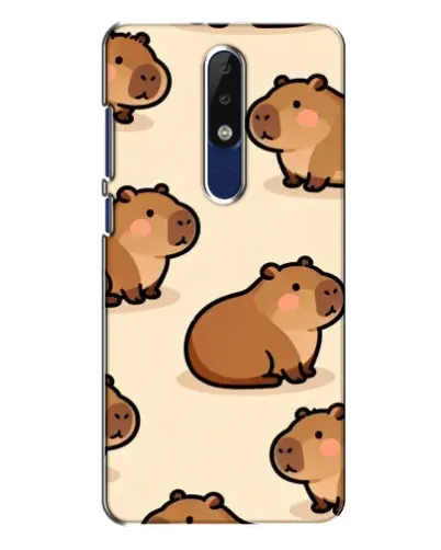 Чехол для Nokia 5.1 Plus (X5) с картинкой «Паттерн милых капибар»