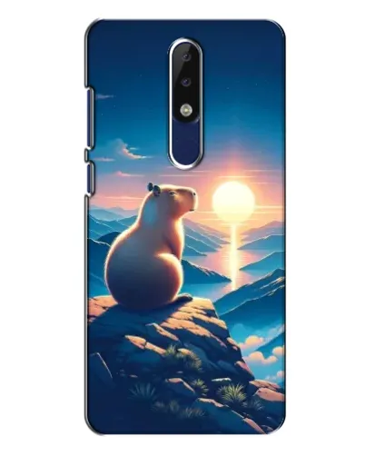 Чехол для Nokia 5.1 Plus (X5) с картинкой «Закат солнца с капибарой»