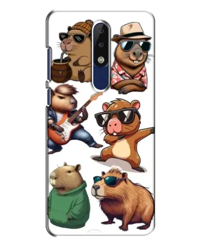 Чехол для Nokia 5.1 Plus (X5) с картинкой «Крутые капибары музыканты»