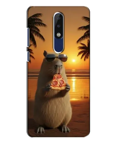 Чехол для Nokia 5.1 Plus (X5) с картинкой «Капибара с пиццей»