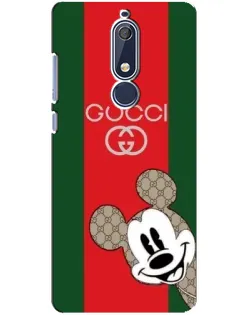 Чехол для Nokia 5.1 (2018) с картинкой «Gucci — полосы и Микки»