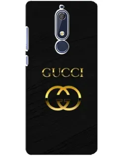Чехол для Nokia 5.1 (2018) с картинкой «Золотой логотип Gucci»