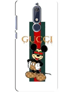 Чехол для Nokia 5.1 (2018) с картинкой «Микки Маус Gucci — полосы»