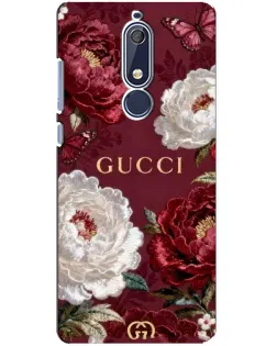 Чехол для Nokia 5.1 (2018) с картинкой «Gucci — бордовые розы» Чехол для Nokia 5.1 (2018) с картинкой «Gucci — бордовые розы»