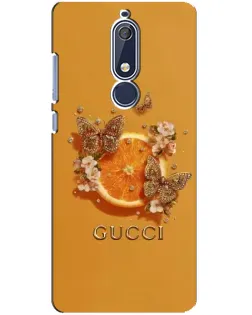 Чехол для Nokia 5.1 (2018) с картинкой «Gucci — золотые бабочки» Чехол для Nokia 5.1 (2018) с картинкой «Gucci — золотые бабочки»