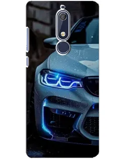 Чехол для Nokia 5.1 (2018) с картинкой «Взгляд BMW с синими фарами»