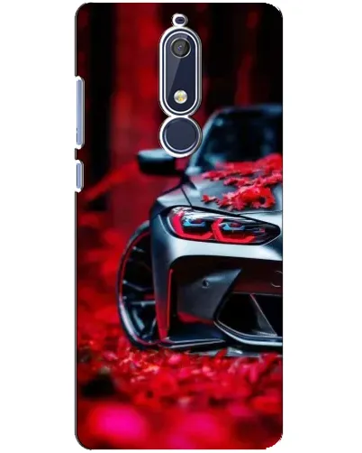 Чехол для Nokia 5.1 (2018) с картинкой «Спортивная BMW и цветы»