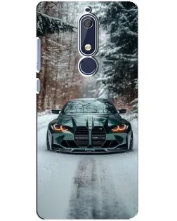 Чехол для Nokia 5.1 (2018) с картинкой «BMW в зимнем лесу»