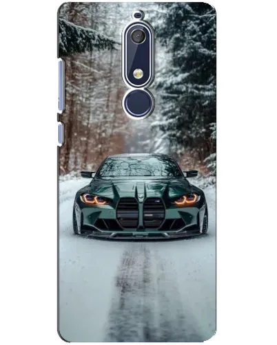 Чехол для Nokia 5.1 (2018) с картинкой «BMW в зимнем лесу»