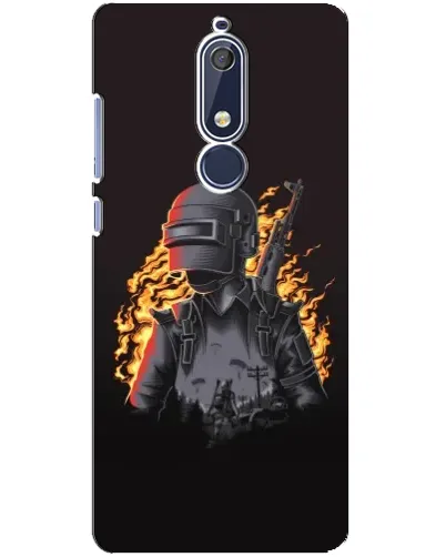 Чехол для Nokia 5.1 (2018) с картинкой «PUBG — огненный силуэт»