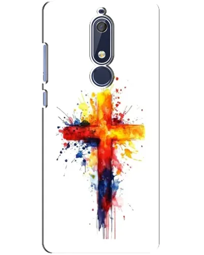 Чехол для Nokia 5.1 (2018) с картинкой «Акварельный крест»