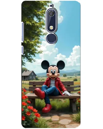 Чехол для Nokia 5.1 (2018) с картинкой «Микки на скамейке»