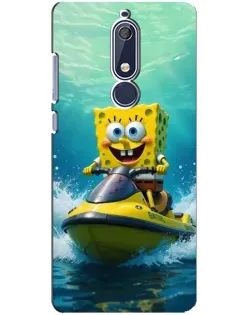 Чохол для Nokia 5.1 (2018) з картинкою «Спанч Боб на гідроциклі»