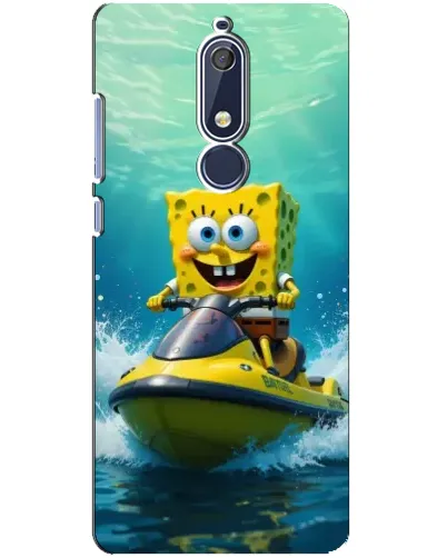 Чохол для Nokia 5.1 (2018) з картинкою «Спанч Боб на гідроциклі»