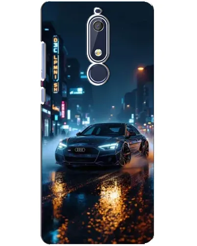 Чехол для Nokia 5.1 (2018) с картинкой «Ночной город и Audi»