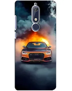 Чехол для Nokia 5.1 (2018) с картинкой «Audi в огненном дыму»