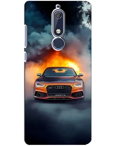 Чехол для Nokia 5.1 (2018) с картинкой «Audi в огненном дыму»