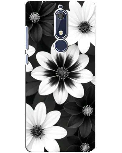 Чохол для Nokia 5.1 (2018) з картинкою «Монохромні айстри»