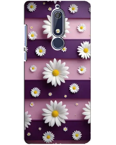Чохол для Nokia 5.1 (2018) з картинкою «Ромашки на фіолетовому»
