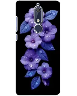 Чохол для Nokia 5.1 (2018) з картинкою «Фіолетові квіти з росою»