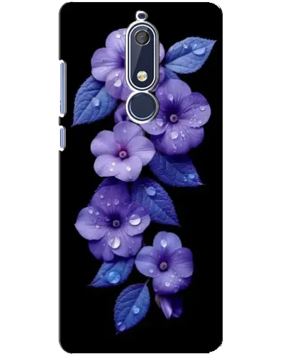 Чохол для Nokia 5.1 (2018) з картинкою «Фіолетові квіти з росою»