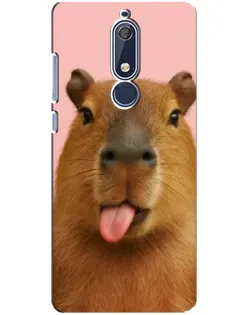 Чохол для Nokia 5.1 (2018) з картинкою «Капібара з язиком»