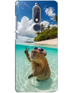 Чохол для Nokia 5.1 (2018) з картинкою «Капібара на морі»