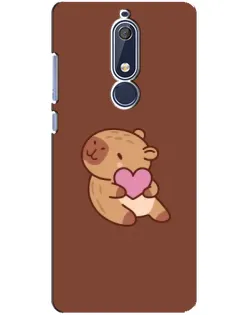 Чохол для Nokia 5.1 (2018) з картинкою «Капібара з серцем»