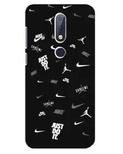 Чехол для Nokia 6.1 Plus с картинкой «Nike Black Pattern»