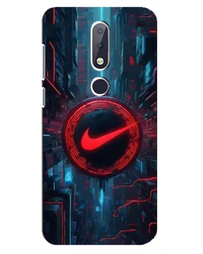 Чехол для Nokia 6.1 Plus с картинкой «Техногенный стиль Nike»