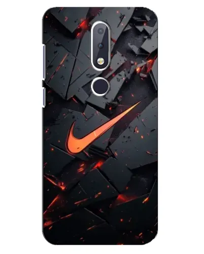 Чехол для Nokia 6.1 Plus с картинкой «Nike — эффект разломов»