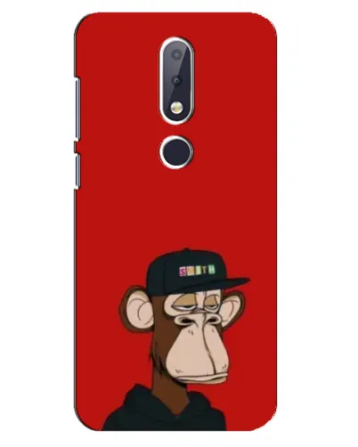 Чехол для Nokia 6.1 Plus с картинкой «Bored Ape — красный фон»