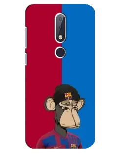 Чехол для Nokia 6.1 Plus с картинкой «Bored Ape — фанат Барсы»