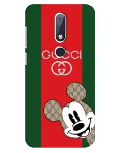 Чехол для Nokia 6.1 Plus с картинкой «Gucci — полосы и Микки»
