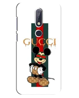 Чехол для Nokia 6.1 Plus с картинкой «Микки Маус Gucci — полосы»