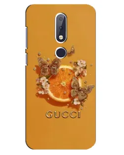 Чохол для Nokia 6.1 Plus з картинкою «Gucci — золоті метелики»