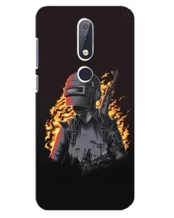 Чехол для Nokia 6.1 Plus с картинкой «PUBG — огненный силуэт»