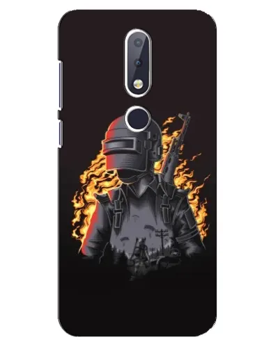 Чехол для Nokia 6.1 Plus с картинкой «PUBG — огненный силуэт»