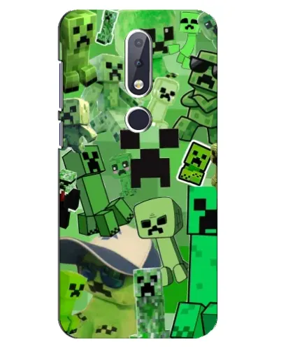 Чехол для Nokia 6.1 Plus с картинкой «Криперы Minecraft»